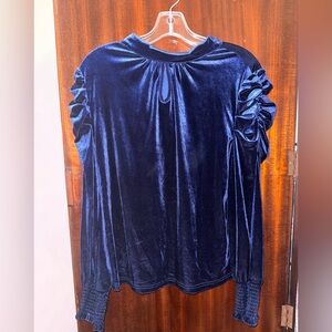 Elegant Navy Velvet Women's Top